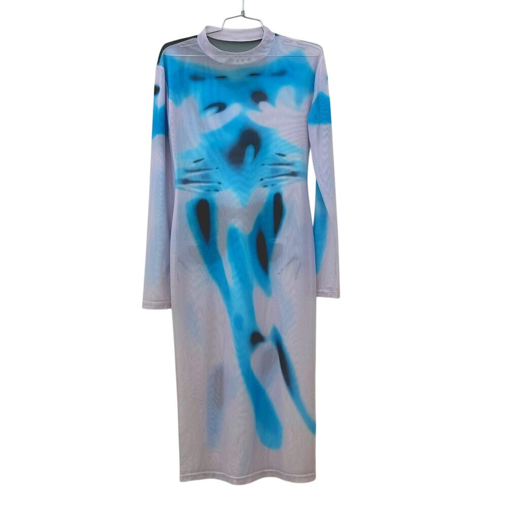 Sheer mesh trompe l'oeil style dress